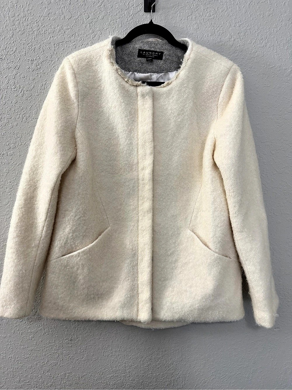 Laundry by Shelli Segal Teddy Jacket in Cream Size Large
